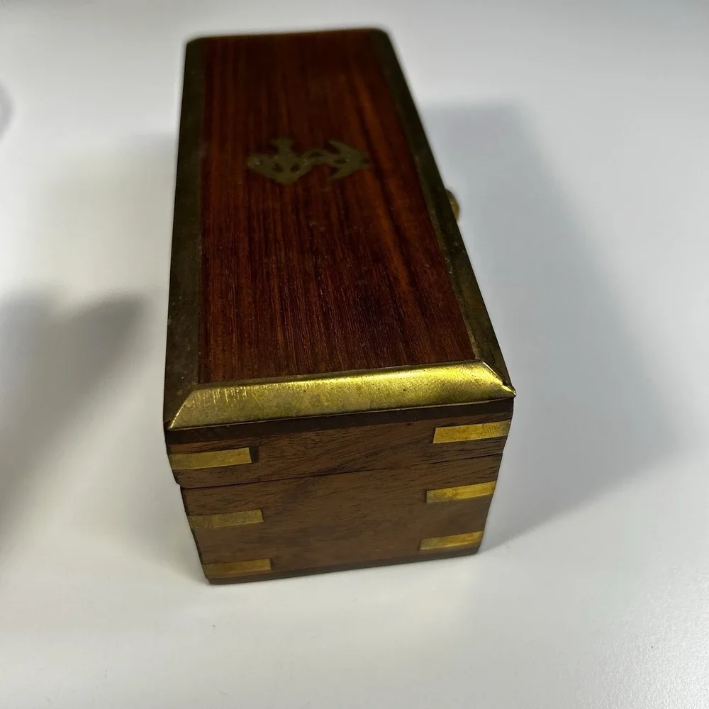 Antique Style Brass Spyglass Telescope Leather Wrapped w Wooden Box